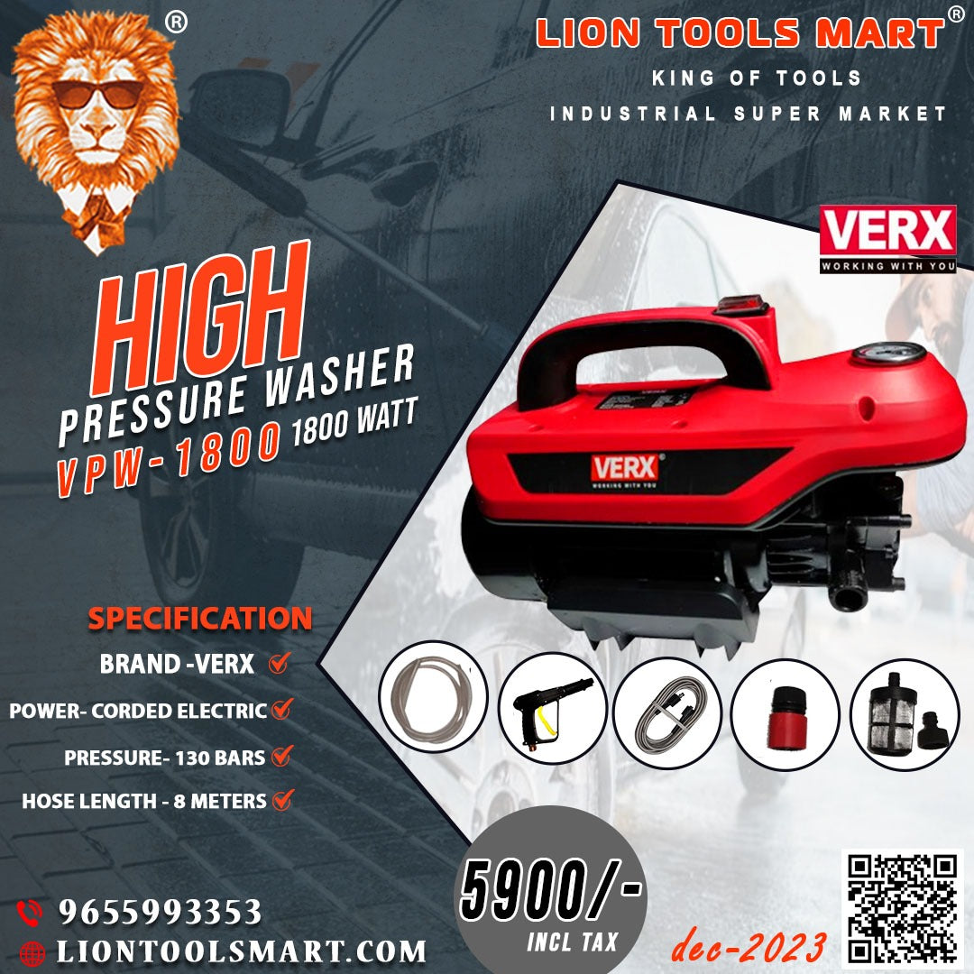 Verx Pressure Washer VPW-1800 | Verx Power Tools