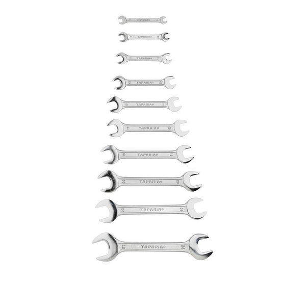 TAPARIA DOUBLE ENDED OPAN JAW SPANNERS SET CHROME PLATED DEP 10